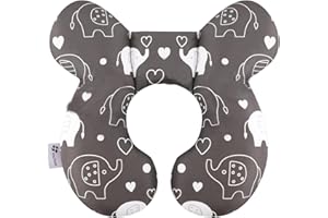 ‎VOCHEER vocheer Baby Travel Pillow (Upgraded), Kopf- und Nackenstützkissen für Kinderwagen, Autositz, Stroller, Babywippe, Baumwolle，Elefant