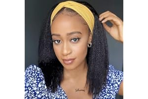 VANMAST Perruque Bandeau Cheveux Humain Perruque Bresilienne Bouclée No Lace Front Headband Wig kinky Straight Perruque Femme Naturelle Sans Colle Perruques pour les Femmes Noires Naturelle Color 14 Pouces