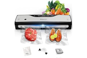 Raycial Envasadora al Vacío, 5en 1 Envasadora al Vacio Domestica, Para Seco/Húmedo/Conservas, con 10 Bolsas de Vacío, Cortador y Manguera de Extracción