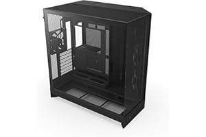 ‎NZXT NZXT H9 Flow (2025) – Obudowa ATX mid-tower z podwójną komorą – 3 x 140 mm + 1 x 120 mm fan, chłodnica 420 mm, szkło hartowane, back-connect – Czarna