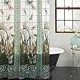 EZON-CH Waterproof Shower Curtain Stained Glass Meadow Flower Dragonfly Print Polyester Fabric Bath Curtain Home Hotel Apartment Bathroom Shower Curtain 72x72IN