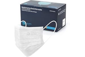 ‎STAUBPIRAT CURT MARIA MEDICAL Pack of 50 Medical Face Masks, 100% MADE IN GERMANY, 3-Ply with Ear Loops for Single Use, Type IIR Certified According to EN 14683
