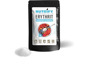 NUTRIFY Erytrytol, 1 kg, bezkaloryczny cukier – 100% wegańska alternatywa dla cukru erytrytolu niskowęglowodanowego substytutu cukru – alternatywa do gotowania i pieczenia, rozpuszczalny, praktyczny