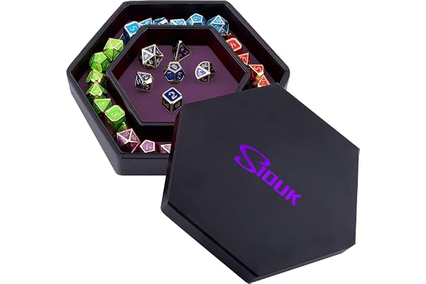 SIQUK Plateau à dés Boîte à dés Hexagonale Double Face avec Cuir PU Pliable,Velours de Haute Qualité, avec Couvercle, pour Jeux de Table RPG DND et Autres Jeux de Table,Violette