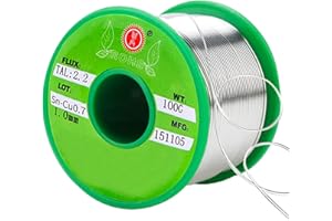 SANTOO 1mm Fil Soudure Sans Plomb - 100g Bobine à souder avec Colophane Base Sn 99.3% Cu 0.7% - Soudure Électrique à Bas Point de Fusion