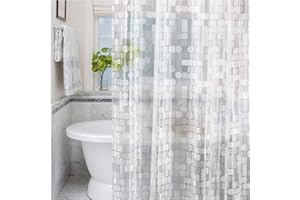 Lemon Cloud Tenda da Doccia Antimuffa – Trasparente con Peso Magneti Inferiori, 120 x 200 cm, PEVA, Impermeabile Geometrica per Vasca da Bagno con 8 Anelli