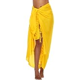 SHU-SHI Sarong Women's Pareo Beach Towel for Tieing Wrap & Beach Dress Cover Up for Bikini & Swimsuit with Coconut Clip Light & Airy