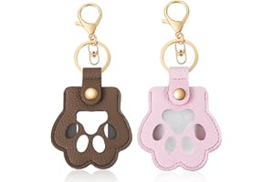 Matwsec 2PCS Dog Hair Keepsake Keychain, Pet Fur Keepsake Collector Pet Hair Keepsake, Paw Leather Memorial Gifts for Dogs Cat Fur Storage with Refillable Capsule (Pink, Brown)