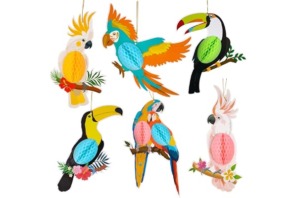 PAYFULLY 6 stycken tropiska fågeldekorationer Hawaii sommar tropiska festdekorationer papegoja hängande dekorationer för Luau
