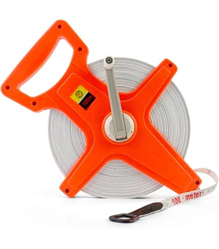 Maßband 50 M Bandmaß Mit 3:1 Getriebe & Schnellem Rücklauf – Rollbandmaß Aus Witterungsbeständigem Fiberglas Mit Kurbelarretierung, Multifunktionshaken & Ergonomischem Griff + GRATIS 3 M Mini-Maßband