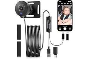 TAWD Camera per auto per bambini, specchio per bambinis con fotocamera, installazione facile, rotazione a 360 ° Monitoraggio per auto per bambini con caratteristica di visione notturna