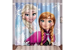 HNSRYLQX Frozen ELSA Verdunkelungsvorhang Wasserdichter Stoff Gardinen Für Kinderzimmer, 3D-Digitaldruck 100% Polyester, Anime Frozen Aisha and Anna Vorhänge (9,183 x 160 cm)
