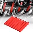SHINEHOME 8 PCS Spark Plug Boot Protector 2500° Spark Plug Heat Sleeve Wire Covers Wrap 6 Inch for Ls1/Ls2 Sbc Bbc 350 454 Spark Plug Header Boots (Red)