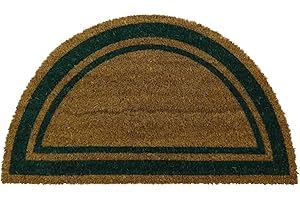 Casatessile - Felpudo de Coco Natural, Marco Doble Color, Resistente al Calor, Bonote Antideslizante, Varias Formas y Tamaños, Bordo 14 Verde, Media Luna