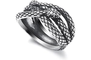 WESTMIAJW Snake Ring Men,Stainless Steel Gothic Punk Goth Halloween Snake Animal Rings Jewellery for Men Size Q,S,T1/2,V1/2,Y,Z+1