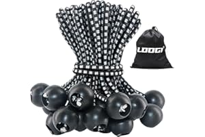 ‎LOOGI LOOGI Spanngummis mit Kugel 50 Stück, Planenspanner mit Kugel 15cm, Gummispanner Zeltgummis Expanderschlingen Gummischlaufen für Planen Zelt Banner