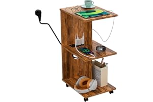 Chleby Mesita de Noche Sencilla mesitas de Noche estrechas con Ruedas Mesa Auxiliar con Enchufe en Forma de E Mesita de Noche Estrecha con estantes Mesa de sofá