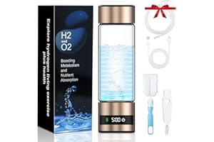 Feelhap Wasserstoff-Wasserflasche,2025 Neu Tragbarer Wasserstoff Wasserflaschen Generator mit Digitalanzeige,Hydrogen Water Bottle mit PEM-Technologie,H2-Konzentration Bis Zu 5 MIN/6,85PPM(Golden)