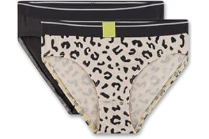Sanetta Mädchen-Slips (Doppelpack) beige und schwarz | Hochwertige und nachhaltige Unterhose für Mädchen aus Baumwoll-Mix. Inhalt: 2er Set Unterwäsche für Mädchen