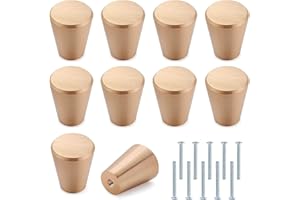 Bymivofun 10 Pomos de Cajón de Metal Dorado, Pomos de Aluminio para Armario con Tornillos, Tiradores de Cajón Redondos Dorados, para Cajones, Armarios, Estanterías, Puertas de Armario