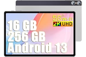 ‎SEBBE SEBBE Tablet 11 Zoll 2K Screen Android 13 16GB RAM + 256GB ROM + TF 1TB Tablets Octa-Core 2.0 GHz / 2000 * 1200 Pixels / 10000 mAh / 8MP+20MP +2MP Makro / 5G WiFi/Bluetooth 5.0 Metallgehäuse Silbrig