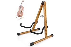 HILERPUNK Supporto per cellulare con supporto ad arco, base in legno a forma di A con imbottitura in schiuma – Supporto realizzato a mano per violoncelli e chitarre (legno zebra, violoncello) 1/2, 3/4, 7/8, 4/4