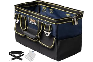 AIRAJ Werkzeugtasche(18 Zoll, 45 x 22 x 28 cm) Verstellbarem Schultergurt - Breiter Reißverschlus - Mehreren Taschen, Starke Langlebige Professionelle Große Werkzeugtasche