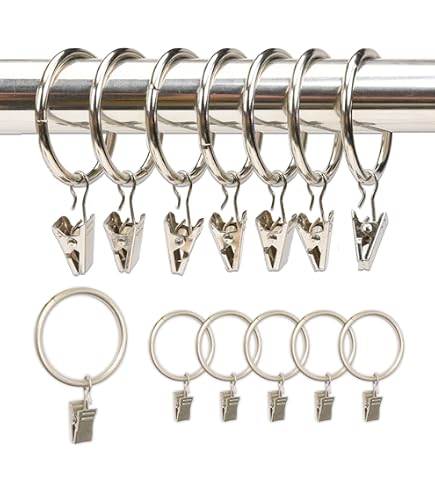 Gardinenstangenringe Aus Buchenholz Mit Clips – 24 Stück, 3,8 Cm Innendurchmesser, Für Stangen 2,5–3,3 Cm – Rustikal Braun
