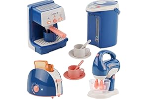 NUKDEY Elettrodomestici Cucina Bambini, Cucina Giocattolo per Bambini, Accessori Cucina Bambini, Macchina da Caffè Mixer Bollitore Tostapane con Luci e Suoni Realistici, Gioco di Ruolo per Ragazzi e Ragazze