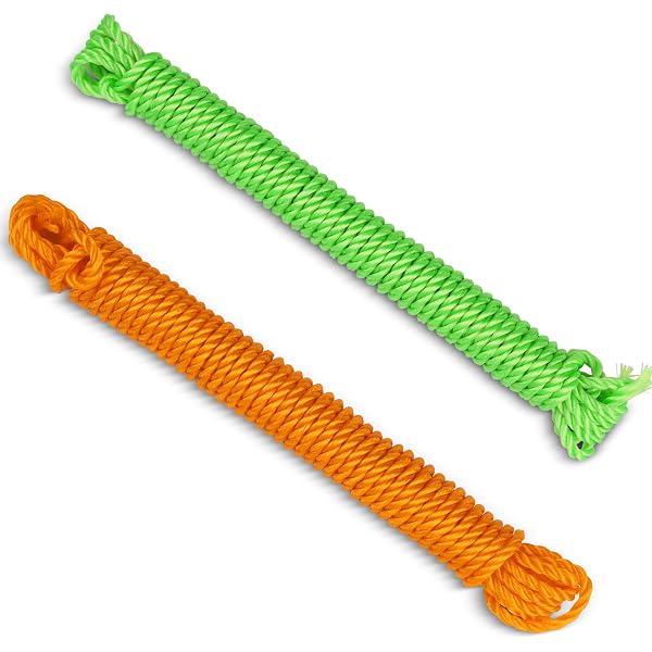 Aloud Creations PVC Coated Steel Wire Rope Clothesline - 20 Meter Length With Hooks (Pack Of 2)
