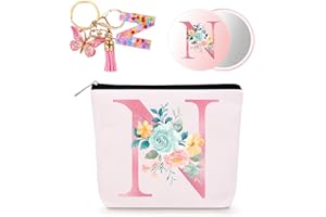 Bingtoo Trousse de Toilette Femme, Trousse de Maquillage Personnalisée, Cadeaux d'anniversaire pour Filles et Femmes (N)