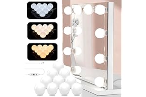YOPOTIKA 10 Bulbs LED Vanity Mirror Lights, Hollywood Mirrior Lights Strip with 10 Dimmable LED Bulbs, Makeup Dressing Table Mirror Lights 3 Colours Modes 9 Levels Brightness Beauty Lights