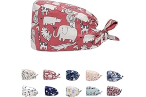 Siribelle Calot Chirurgien Femme Homme Casquette Bloc Opératoire Réglable Respirant Lavable Cheveux Long Bonnet avec Bouton
