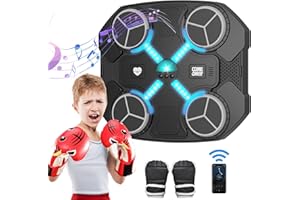 VOLLO Boxing Machine for Kids, 2024 Smart Bluetooth Music Boxing Machine, USB Charging Boxing Machine Wall Mounted with 3 Speed Levels, Gloves, Cool Lights, Boxing Pads for Boys Girls Gift (Black)