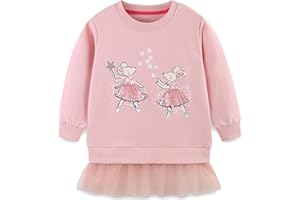LANGUBABY Mädchen Sweatshirt für Kinder Weihnachten Cartoon Pullover Baumwolle Langarm Top Größe 92-122, 1-7 Jahre