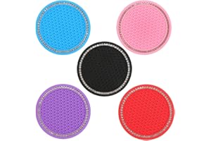 BCZR 5 Pezzi Sottobicchiere per Auto-Sottobicchiere Antiscivolo per Auto con Strass-Accessori Auto-Accessori Auto Interno-Accessori Auto Donna（5 Colori）