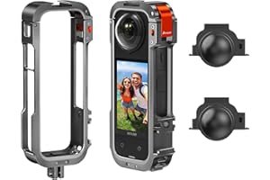 AMAZEAR Metalowa ramka klatka ochraniacz ekranu do Insta 360 X4 - Insta 360 X4 akcesoria aluminiowa obudowa odporna na zarysowania obudowa powłoka osłona ze szkła hartowanego, silikonowa osłona obiektywu