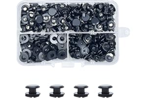 CANGCANG 100Set Screws Rivets for Leather, M5X4mm Chicago Binding Screws,Chicago Screw Posts,Screws & Fasteners Rivets for Metal,Rivets Nails for Belt Bookbinding Albums Decor (Black)