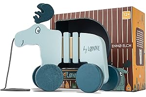 HEJ LØNNE Nachziehspielzeug ab 1 Jahr - Nachziehtier aus Holz - Schiebespielzeug - Fördert Motorik und Koordination - Kinder Spielzeug ab 1 Jahr - Motorikspielzeug