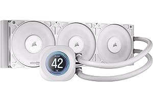 Corsair NAUTILUS 360 RS LCD Liquid CPU Cooler – 2.1" IPS LCD Screen, 360mm AIO, Low-Noise, Daisy-Chain, Intel LGA 1851/1700, AMD AM5/AM4 – 3x RS120 Fans Included – White