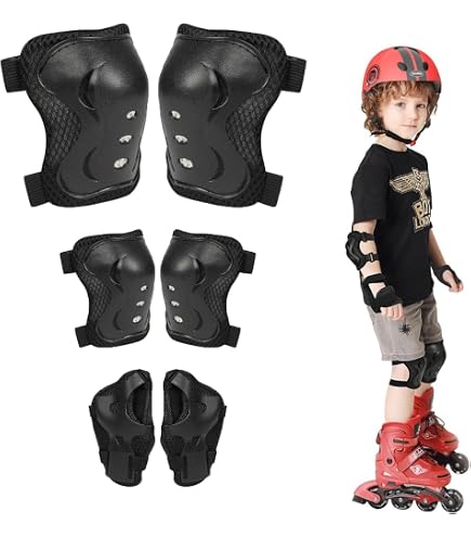 Pattini a rotelle per bambini ragazze ragazzi principianti, 4 misure regolabili per bambina e bambino con ruote luminose, pattini a rotelle nero e rosso per lo sport (Medio_32-36 EU
