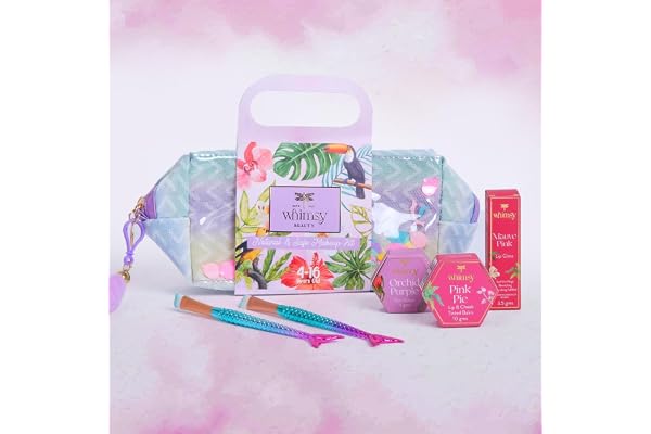 Whimsy Beauty 5-Piece Organic Makeup Kit for Girls, Preteens & Teens Safe & Skin-Friendly Beauty Set Non-Toxic Real Toy Makeup Eye Glitter, Lip Cheek Tint, Kids Lip Gloss & Mermaid Brushes