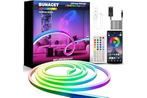 ‎BUNACET BUNACET Neon LED Strip 8M, RGB+IC Neon LED Streifen 24V,IP65 Wasserdicht Neon Lichtband 864LEDs,DIY Flexibel LED Band mit Fernbedienung und Netzteil,Silikon Lichtleiste für Innen Aussenbereich Deko