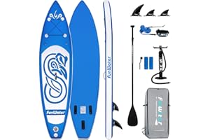 FunWater Inflatable Stand UP Paddle Board 305x78x15cm Ultra-Light Everything Included ISUP, Adj Paddle, Kayak Seat, Pump, SUP Backpack, Leash, Waterproof Bag, Non-Slip Deckpad Youth & Adult