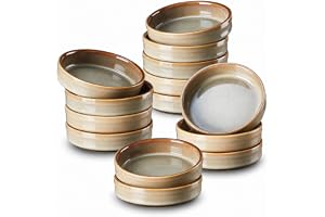 ONEMORE Brulee Ramekins 113 ml keramisk ramekin uppsättning av 14, ugnssäkra bakfat, små såskoppar för vaniljsås, souffel, ef