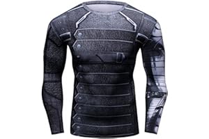 Cody Lundin® Homme T-Shirt à Manches Longues Collants, T-Shirt Soldat Bucky de Film Sport Fitness Running Exercice Shirt pour Hommes