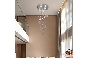 ‎FRIXCHUR FRIXCHUR Spiral-Kristall-Kronleuchter, Regentropfen-Design für hohe Decken, K9-Kristall, GU10×3, Ø 30 cm, Höhe 89 cm, Deckenmontage für Treppe, Flur, Esszimmer