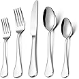 LIANYU 30-Piece 18/10 Flatware Set, Stainless Steel Fancy Silverware Cutlery Set for 6, Tableware Eating Utensils for Restaurant Wedding, Dishwasher Safe, Mirror Polished