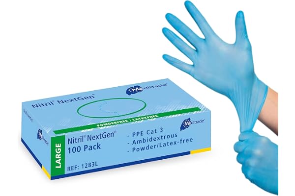 Meditrade Gentle Skin® känsliga engångshandskar natur – puderfria, mikroröda, låg proteinhalt, latex undersökningshandskar fö