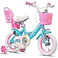 Glerc Maggie 12 14 16 20 Inch Kids Bike for 2-13 Years Old, Girls Bicycle with Doll-Seat & Basket & Stabilisers & Kickstand, Multiple Colors